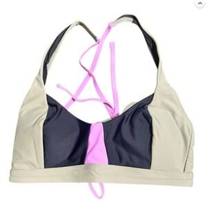 Prana‎ NWT Tulum Bikini Top Black Color Block Sustainable Swimwear Size Small